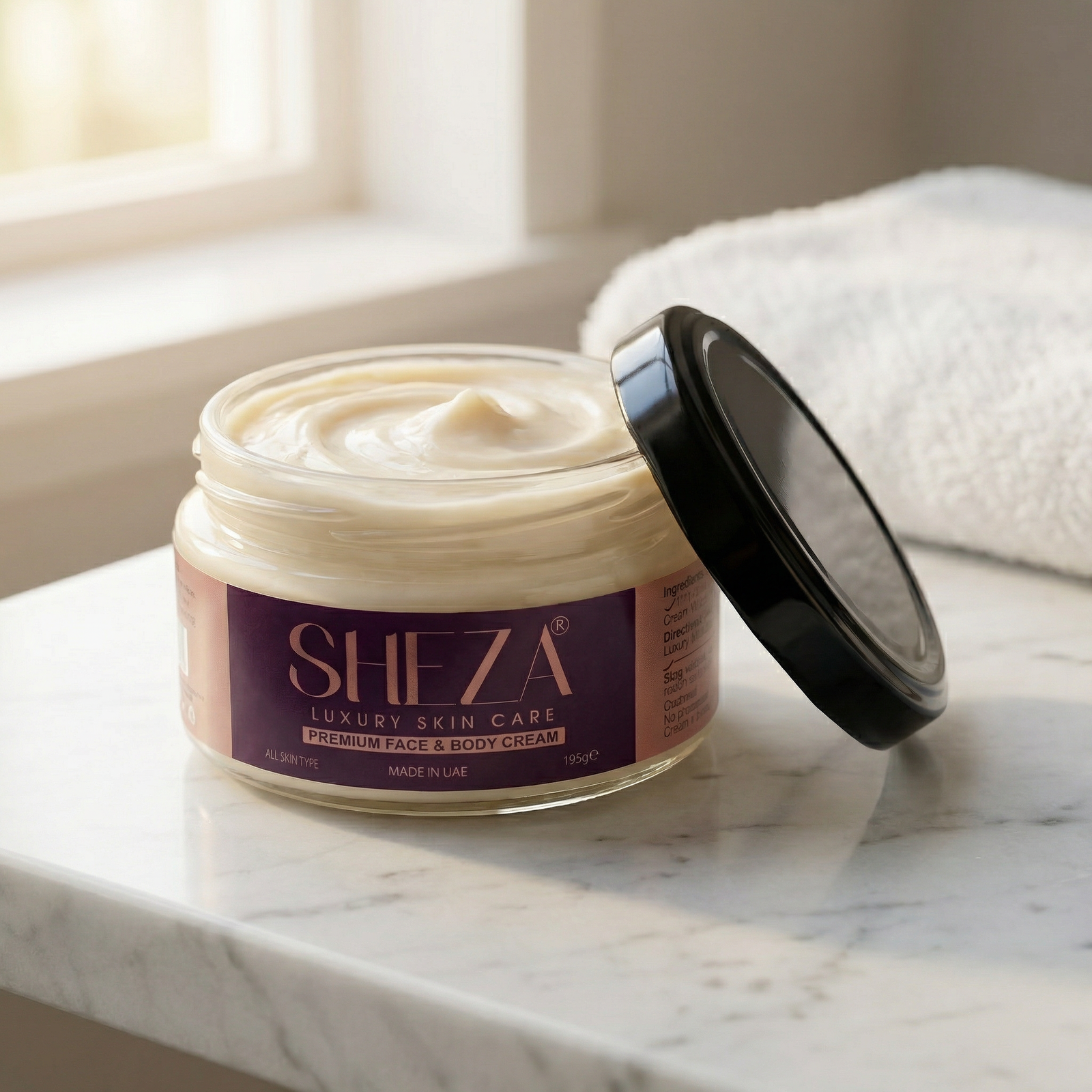 Sheza Skin Premium Face & Body Cream – 195g (Dubai Made) - Image 3